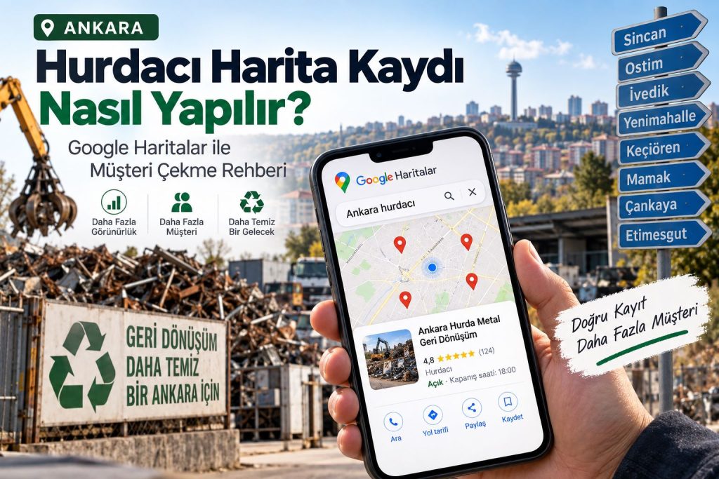 Ankara hurdacı harita kaydı nasıl yapılır? Google Haritalar kategori, hizmet bölgesi, yorum ve yetki yönetimini adım adım öğrenin.